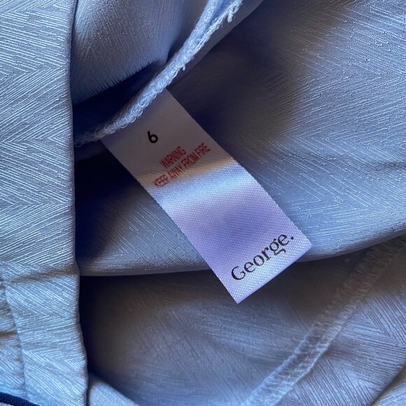 George Blue Satin Traditional Pyjamas SET Lingerie Size 6 - Picture 5 of 9